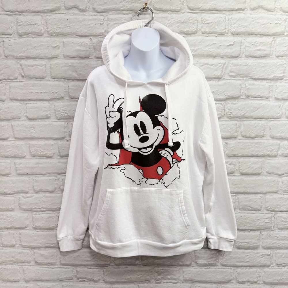 Disney Mickey Mouse White Hoodie Sz 2XL 19 Pullover Sweatshirt Juniors - Read